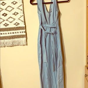 Lioness plunging chambray dress with leg slits